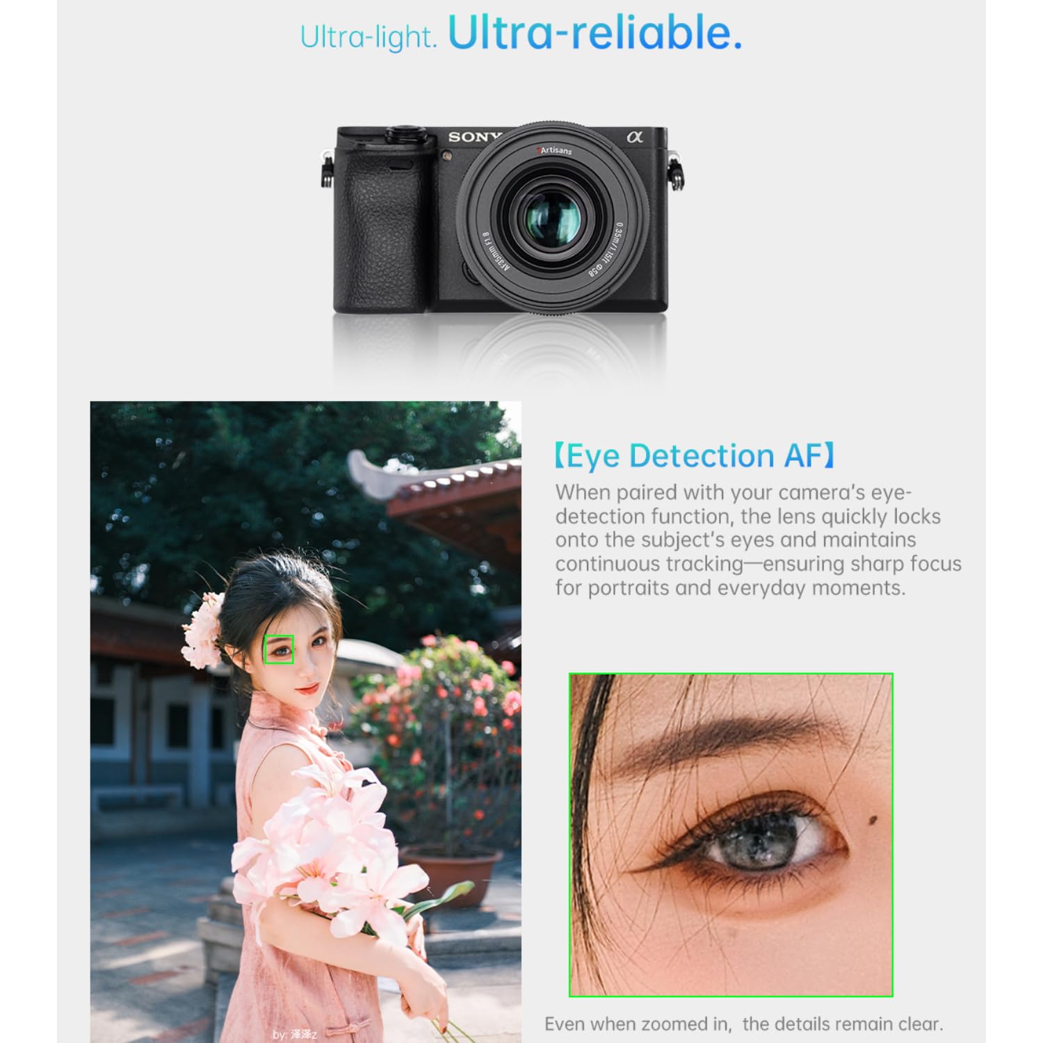 7artisans Obiettivo AF 35 mm F1.8 per E (APS-C) - Obiettivo mirrorless con messa a fuoco fissa STM, baionetta metallica e F1.8 per A6700, ZV-E10, A6400 e altro ancora (E-Mount)