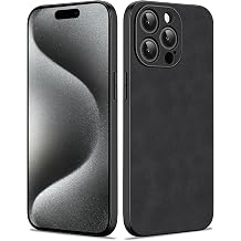 for iPhone 15 Pro Max Case - 6.7", TPU & Suede PU Leather, Anti-Vibration & Anti-Slip Ultralight Luxury Case for Men & Women Black