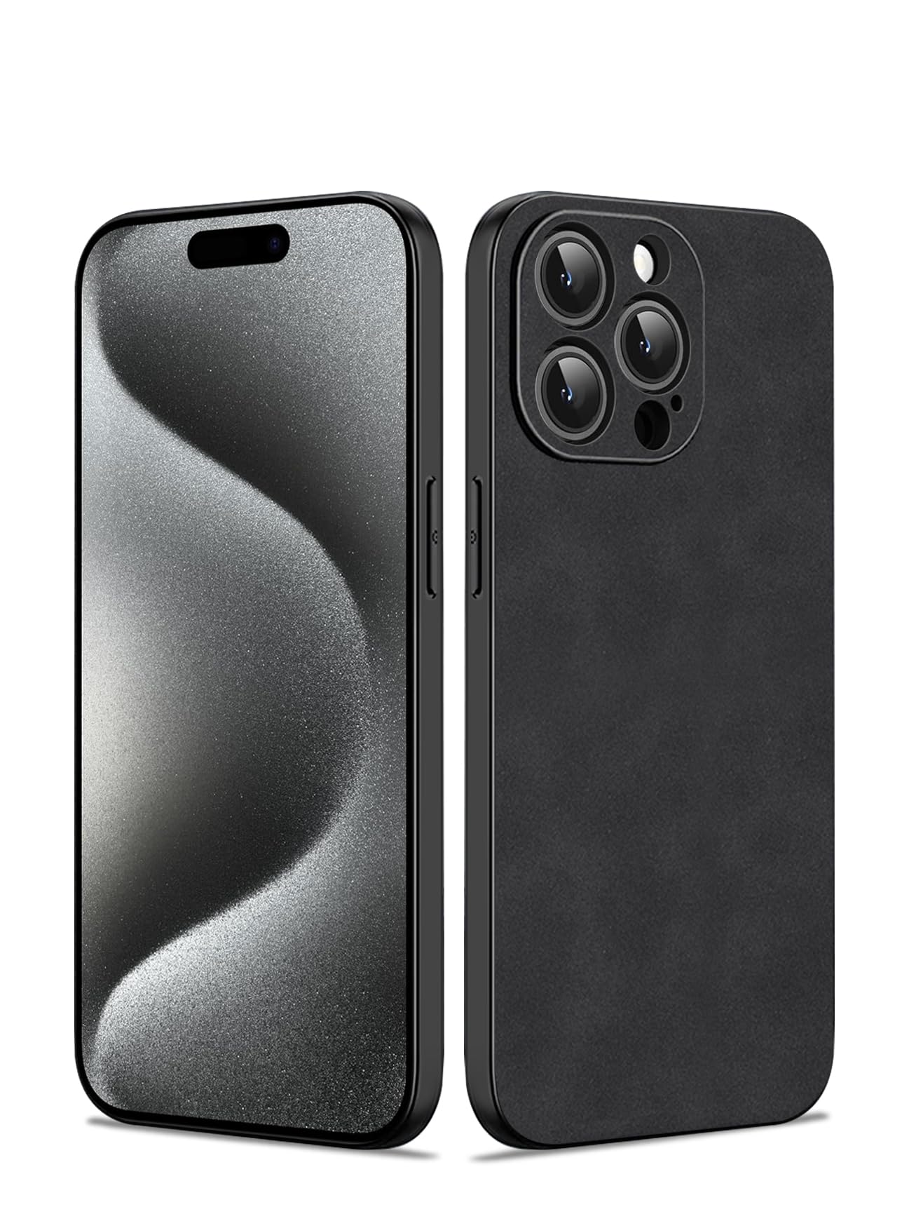 Coque pour iPhone 15 Pro Max 6.7 coque antichoc cuir PU daim - 8