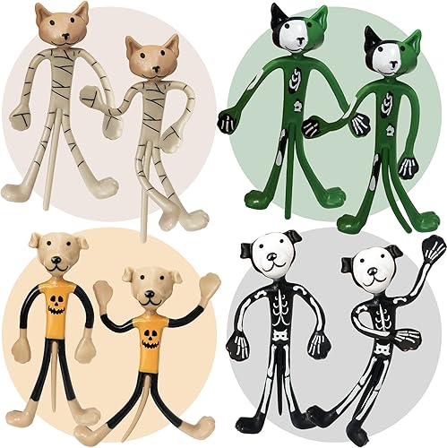 Miniatura 4 de ArtCreativity Figuras flexibles de Halloween – Juego de 12 juguetes flexibles para perros y gatos en 4 diseños espeluznantes, divertidos juguetes de