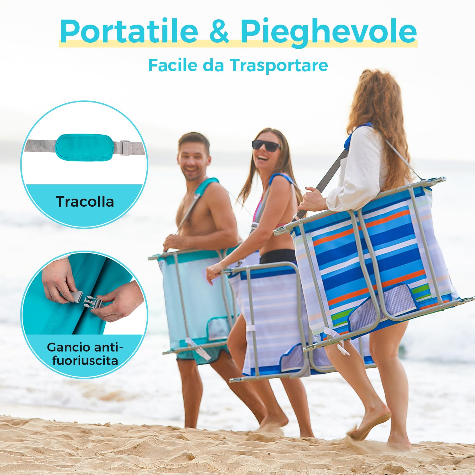 #WEJOY Lettino Prendisole Pieghevole con Foro per Lettura, Sedia a Sdraio Regolabile in 5 Posizioni, Lettino da Giardino Leggero con Poggiatesta, Lettino per Spiaggia Terrazza Piscina Campeggio