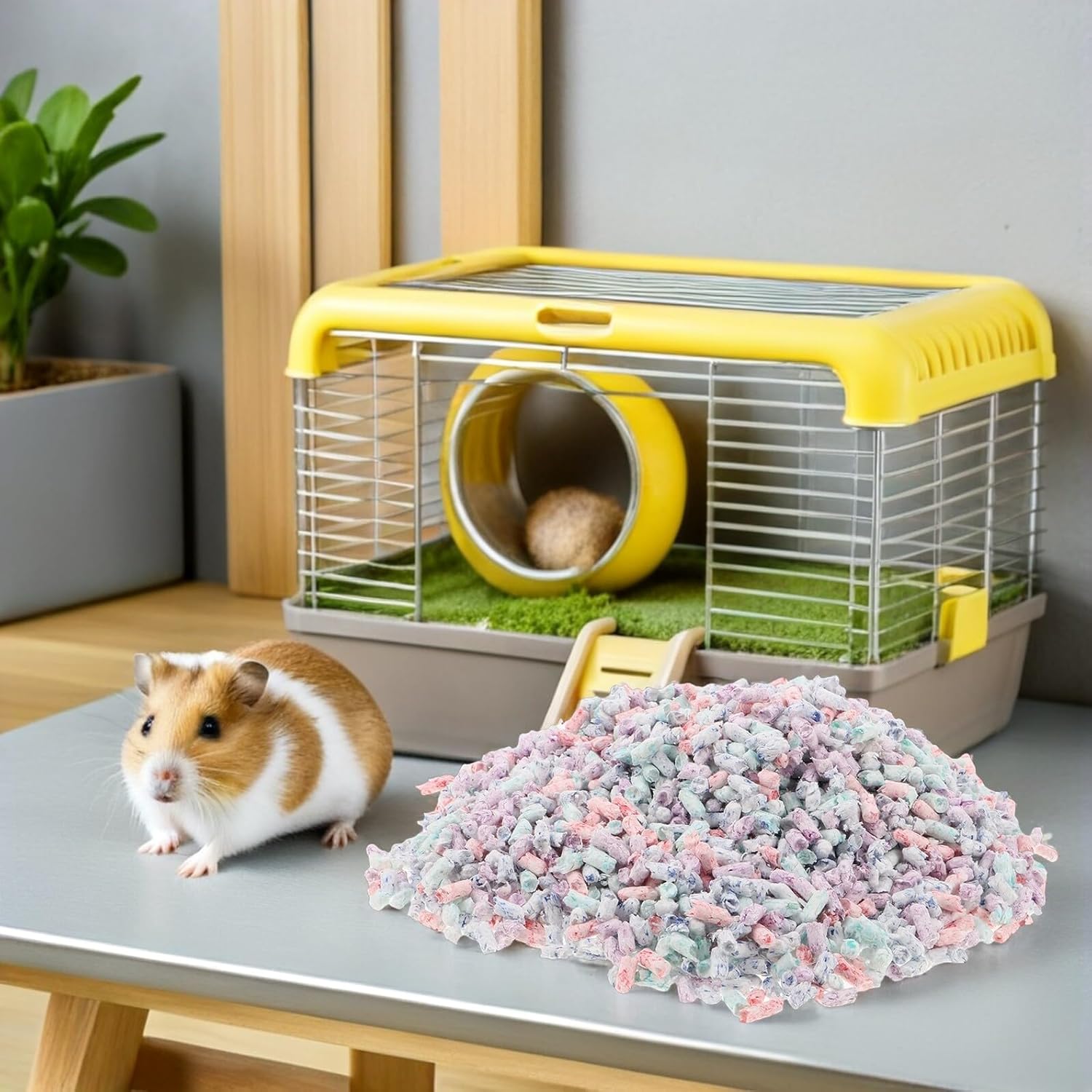 jojofuny Hamster Bedding Paper Pellets Absorbent Breathable 1kg Nesting Supplies for Small Animals Rabbit Gerbil Pet Cage Liner