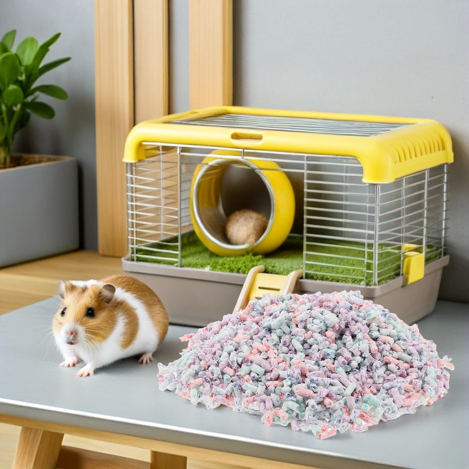 Lecho Absorbente de Pulpa de Papel para Jaulas de Hámsteres y Roedores Pequeños, Ropa de Cama Transpirable Control de Olores para Uso en Interiores