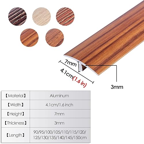 Miniatura 4 de Wcxixo Tira de transición de suelo con moldura en T, 1.6 in de ancho de vinilo para puertas, umbral de puerta corrediza para cocina, dormitorio,