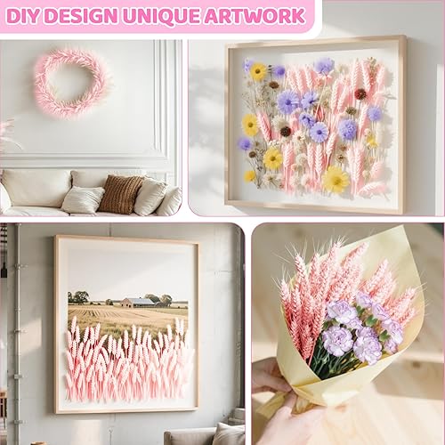 Miniatura 4 de Sukh Tallos de trigo seco rosa para decoración, 50 tallos de trigo rosa, ideales para el hogar, mesa de boda, centros de mesa de fiesta, decoración