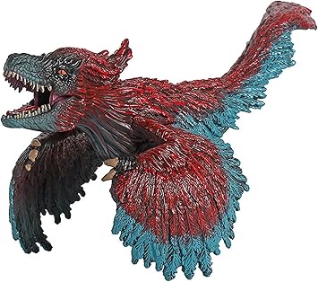 FUNFOB Dinosaur Toys Figure Jumbo Realistic Pyroraptor Dinosaur Action Figure Width-25cm Educational Wild Animal Toys for Boys & Girls | Red Blue Feather Big