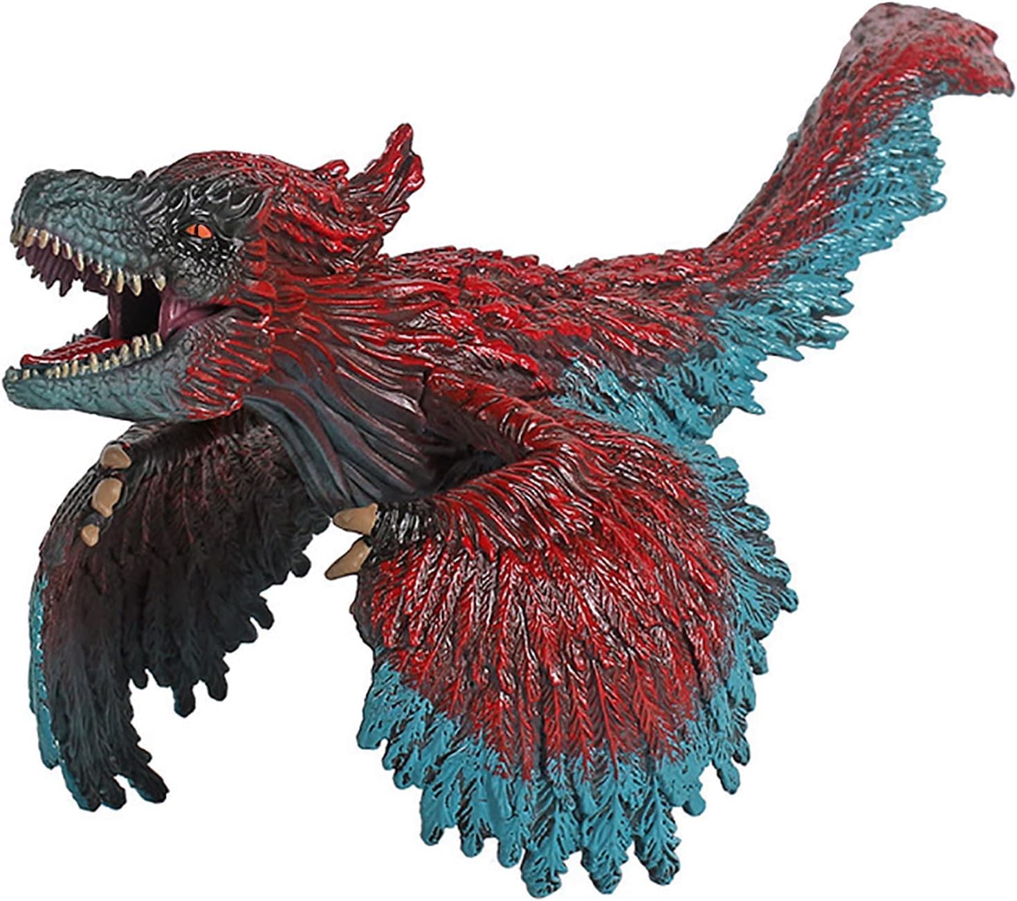 FUNFOB Dinosaur Toys Figure Jumbo Realistic Pyroraptor Dinosaur Action Figure Width-25cm Educational Wild Animal Toys for Boys & Girls | Red Blue Feather Big-image-19