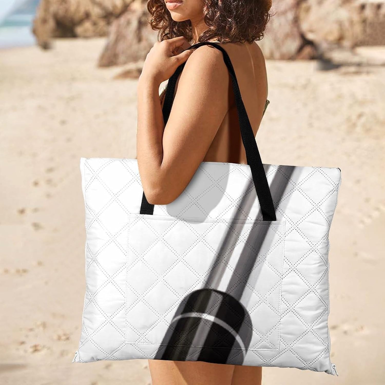 Golf Club Picnic Blanket with Zipper Water Resistant Sand Free Picnic Mat Washable Foldable Easy Carry Beach Blanket for Lawn Beach Hiking Camping