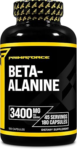 Primaforce Cápsulas de beta alanina 3,400 mg, 180 cápsulas (45 porciones) - Potente suplemento de beta-alanina