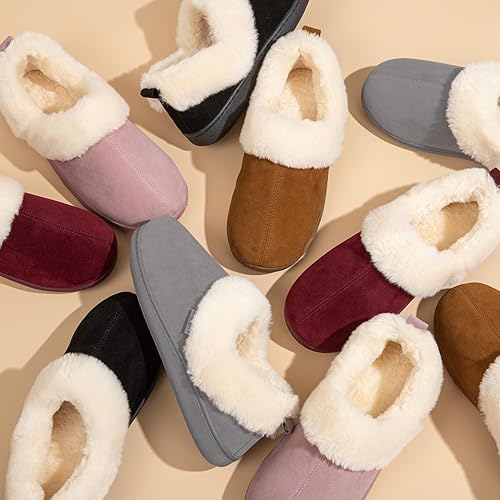 Miniatura 6 de FamilyFairy Women Memory Foam Bootie Slippers, Warm Cozy Micro Suede Slipper Boots with Fuzzy Plush Lining and Collar, Winter Non Slip House Shoes
