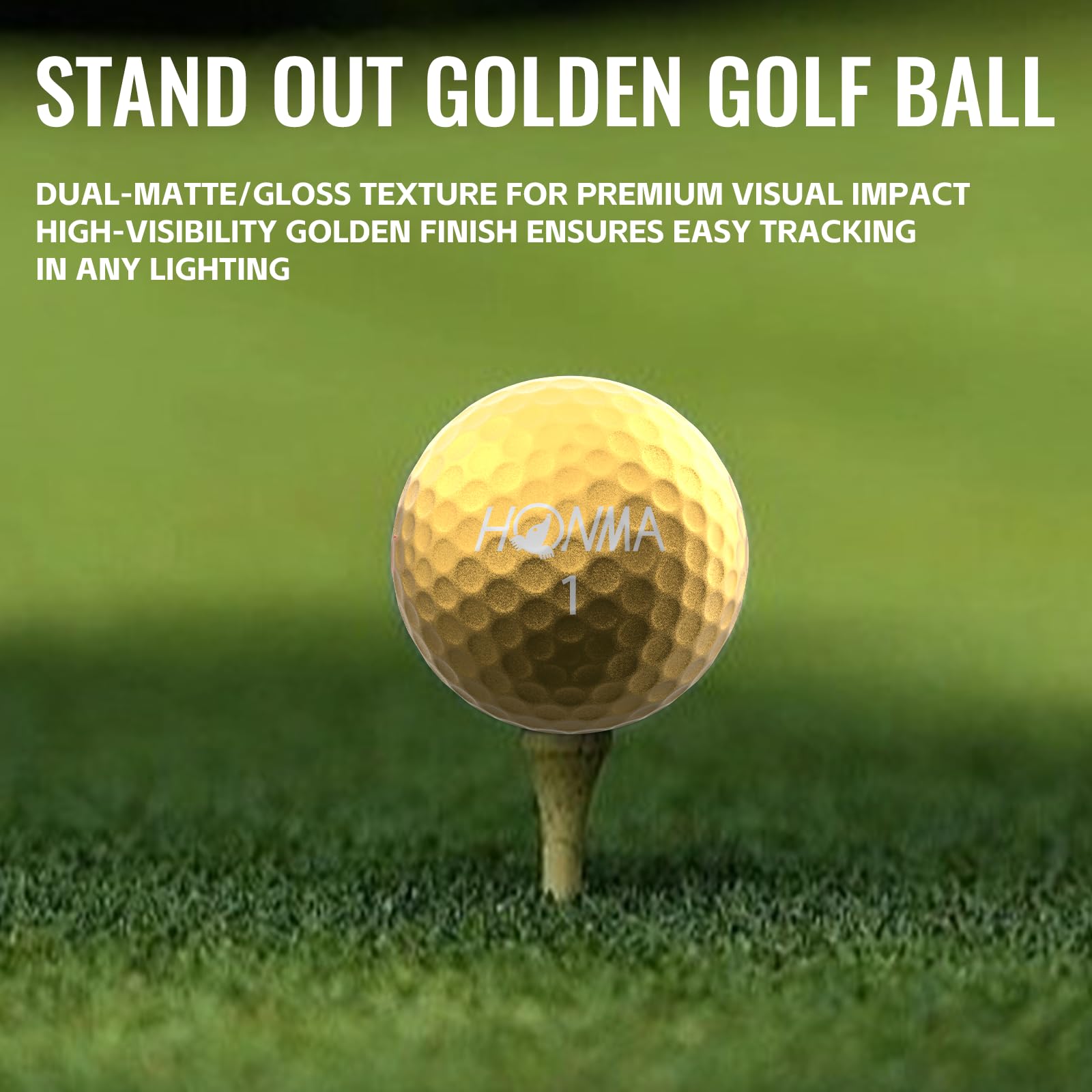 Honma TW-K1 Premium-Golfbälle (1 Dutzend), 1 exklusiver Goldball + 11 weiße, Tour-Level-Performance mit Urethan-Abdeckung, aerodynamische Noppen für hohen Start und Greenside-Präzision, für Männer und