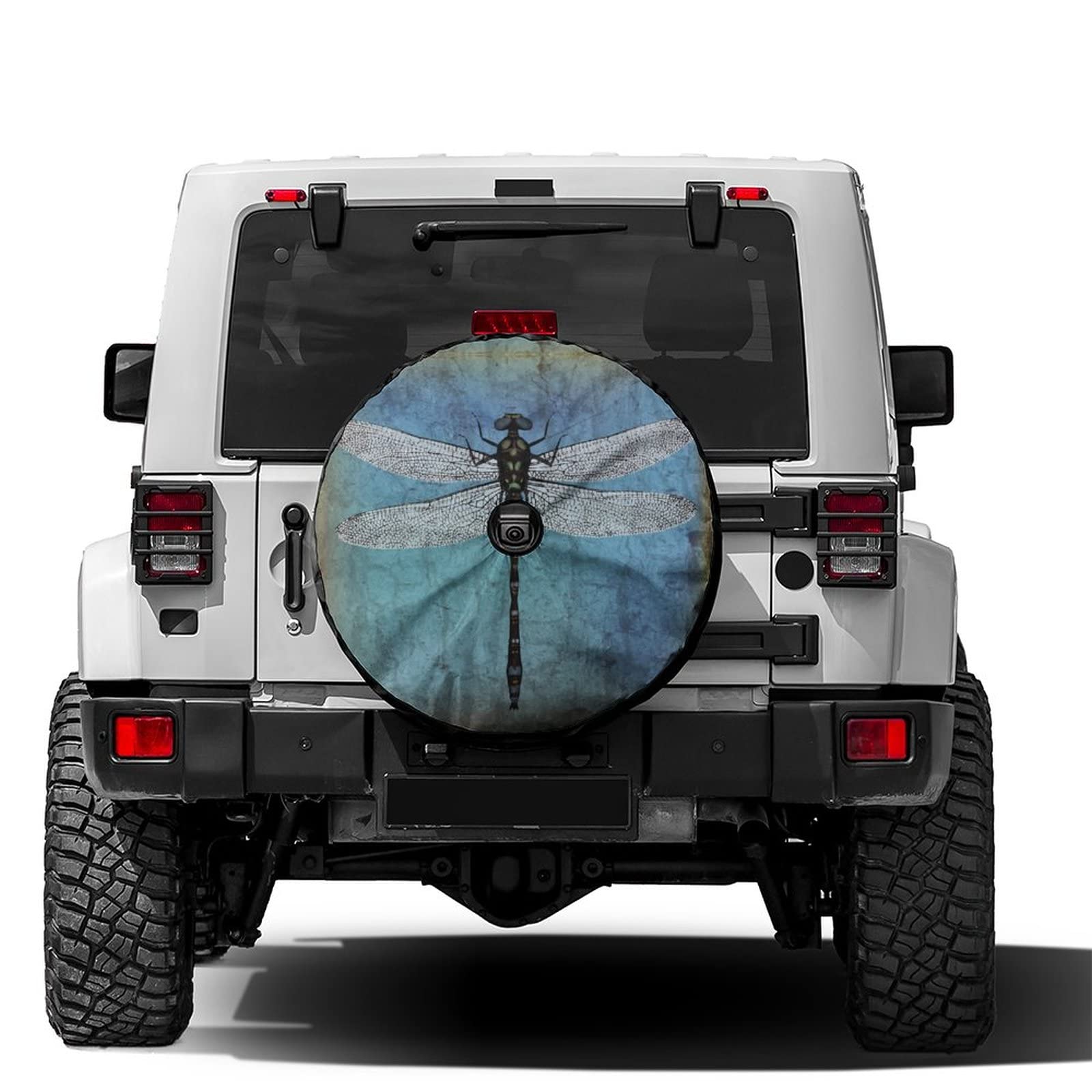 Foruidea Grunge Vintage Old Dragonfly Bug Ombre Print Spare Tire Cover with Backup Camera Hole Wheel Tire Cover Fit Trailer, RV, SUV and Many Vehicle 17inch