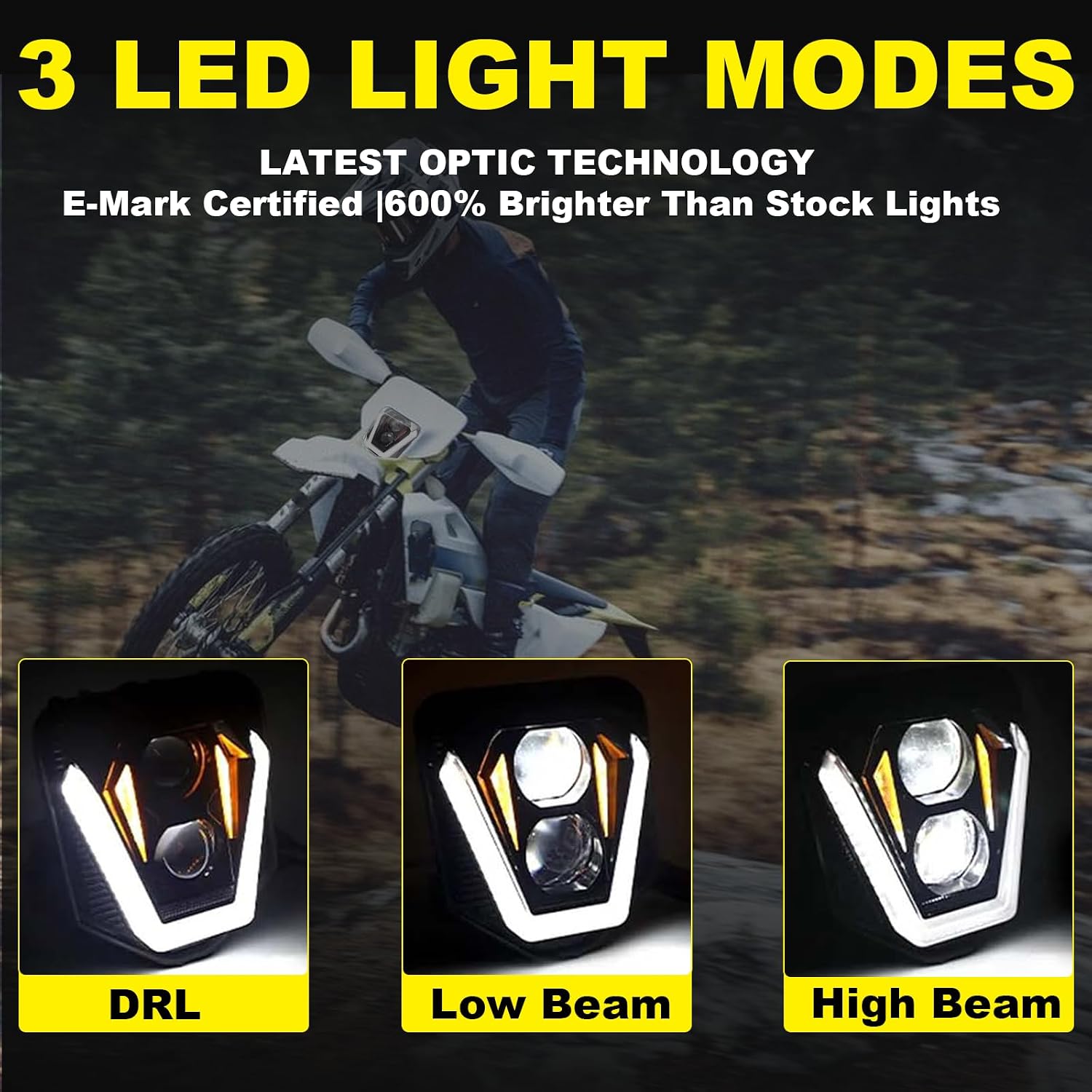 Dirt Bike Headlight 7000LM LED Motocros Headlight with DRL High Low Beam Compatible with Husqvarna 701 Supermotor FE250 FE350 FE450 FE501 TX125 TE300L FC250 2024+