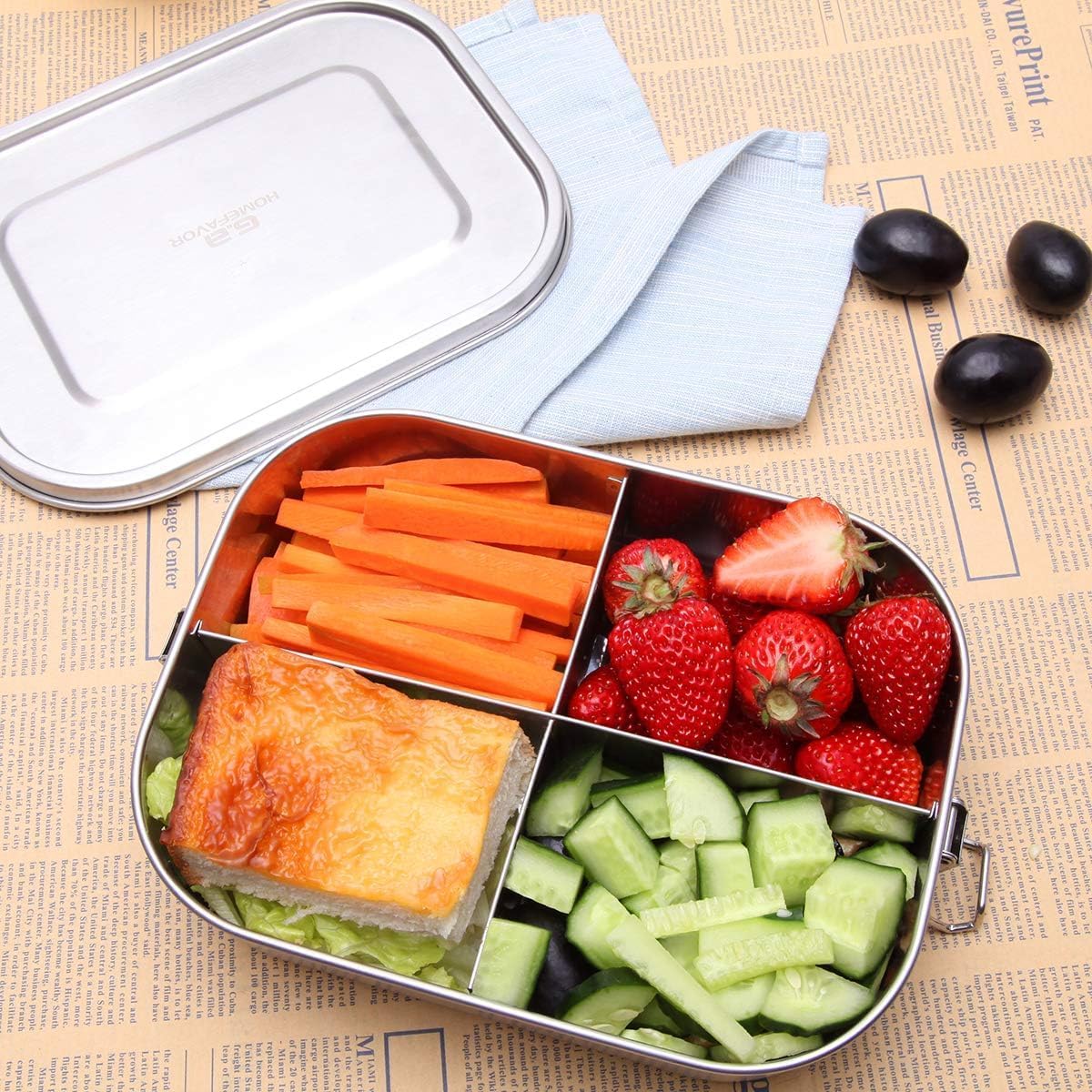 G.a HOMEFAVOR Stainless Steel Bento Lunch Box, Metal Lunch Container with 4-Compartment, 1400 ml, Ideal for Work & Travel, Meal Prep, Leak Proof, Dishwasher Safe - Image 5