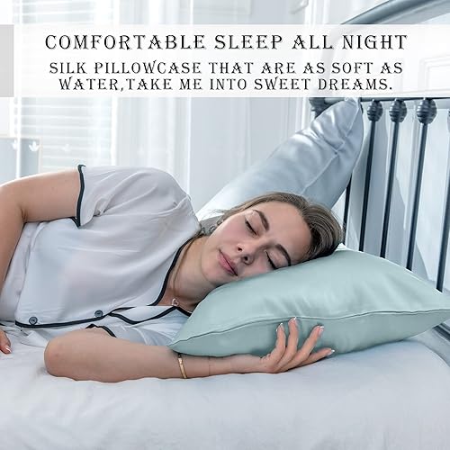 Miniatura 6 de Funda de almohada de seda para cabello y piel, suave, transpirable y resistente, funda de almohada de seda de tamaño Queen, fundas de almohada de