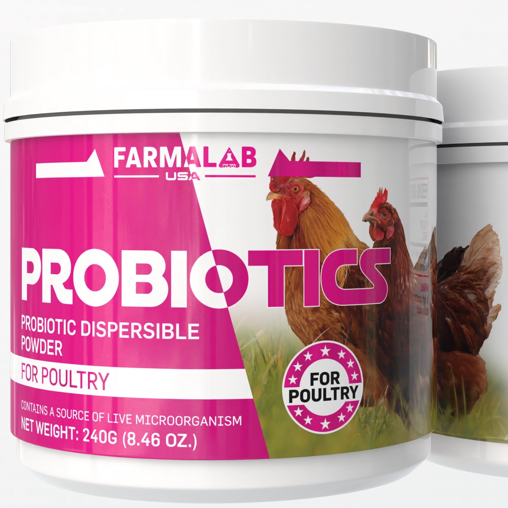 Probiotics Dispersable Powder Pet Probiotic Chickens, Hens, Roosters, Ducks, All Poultry Birds(240 gm) Farmalab