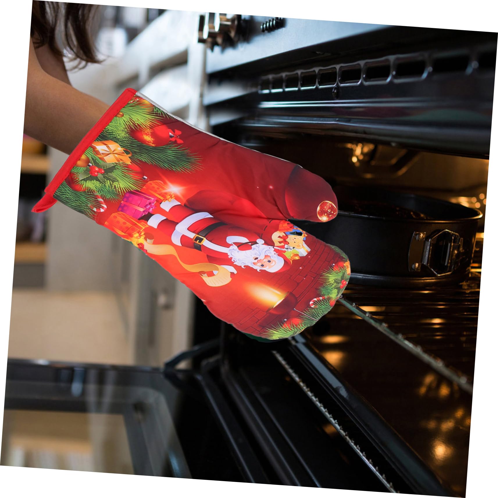 PRETYZOOM 12 Guantes Navideños para Horno Guantes para Barbacoa Cazuela Protector De Manos Guante Antiescaldaduras Guante De Cocina Guante De Cocina Creativo Guante Antideslizante
