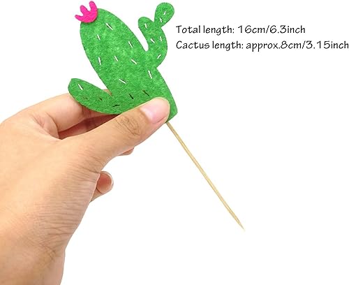 Miniatura 2 de Honbay 24 piezas de cactus para tartas y cupcakes, palillos de frutas, suministros para fiestas temáticas de cactus hawaianos