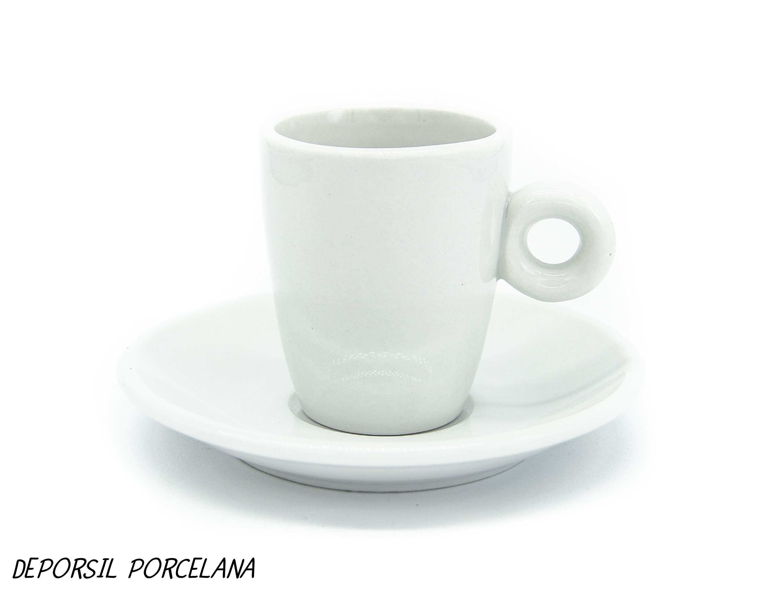 24 Piezas, 12 Servicios de Tazas de Café + Platos de Porcelana (225ml)