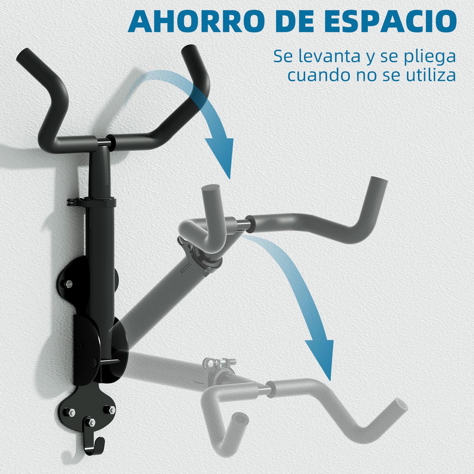 Urban Deco Soporte Bicicletas Pared Plegable Ajustable 30Kg 2 Unidades Colgador para Garaje Hogar