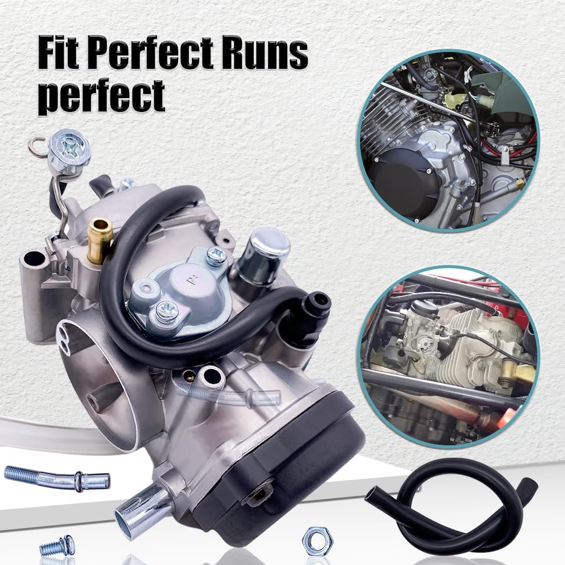 YFM400 Carburetor Fits For Yamaha Grizzly 450 Carb YFM450 YFM 450 Big Bear 400 2X4 4X4 YFM400 with Fuel Tank Switch Valve Petcock