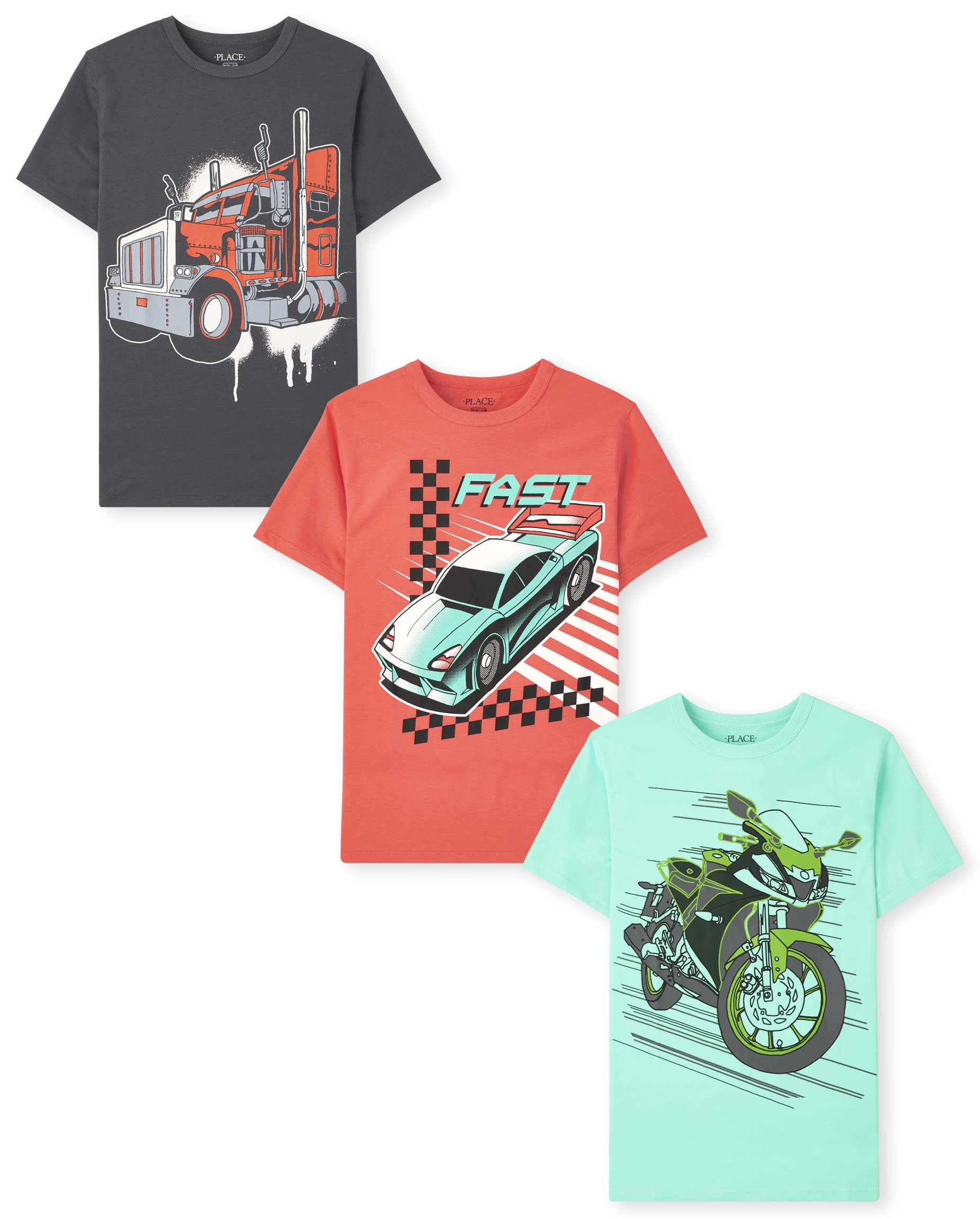 The Children's PlaceBoys' Vehicle Short Sleeve Graphic T-Shirts,multipacks