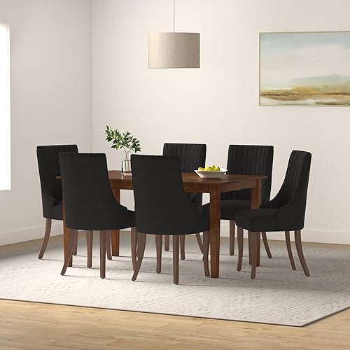 Miniatura 2 de mikibama - Juego de 2 sillas de comedor de lino con reposabrazos abotonados, silla de cocina para cenas, silla acolchada de tela con detalles para