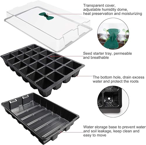Miniatura 3 de ANGTUO Paquete de 5 bandejas de inicio de semillas para plantar 120 bandejas de germinación de plantas de células, kit de iniciación de plantas,