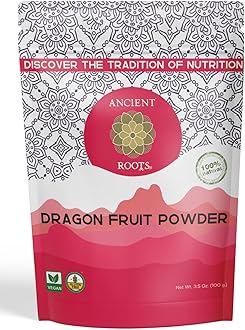 Ancient Roots Dragon Fruit Powder - Natural Food Coloring, Flavoring Powder, Baking Powder, Pitaya Powder for Smoothie, Filled with Antioxidants, 25 Servings (3.5 ounces)