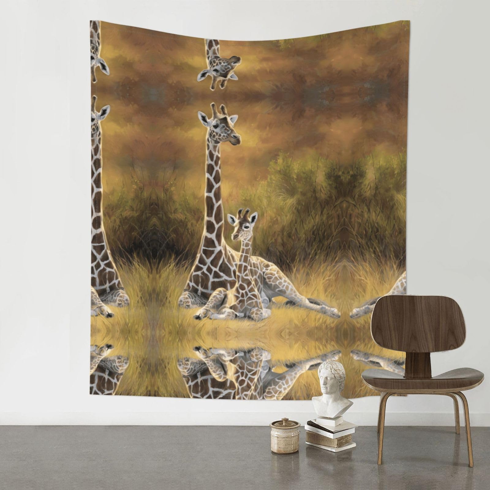 YYHWHJDE Giraffe Mum And Baby Prints Wall Tapestry 60x51in - High-Grade Polyester Throw for Dorm Room Decor, Beach Blankets & Home Accent