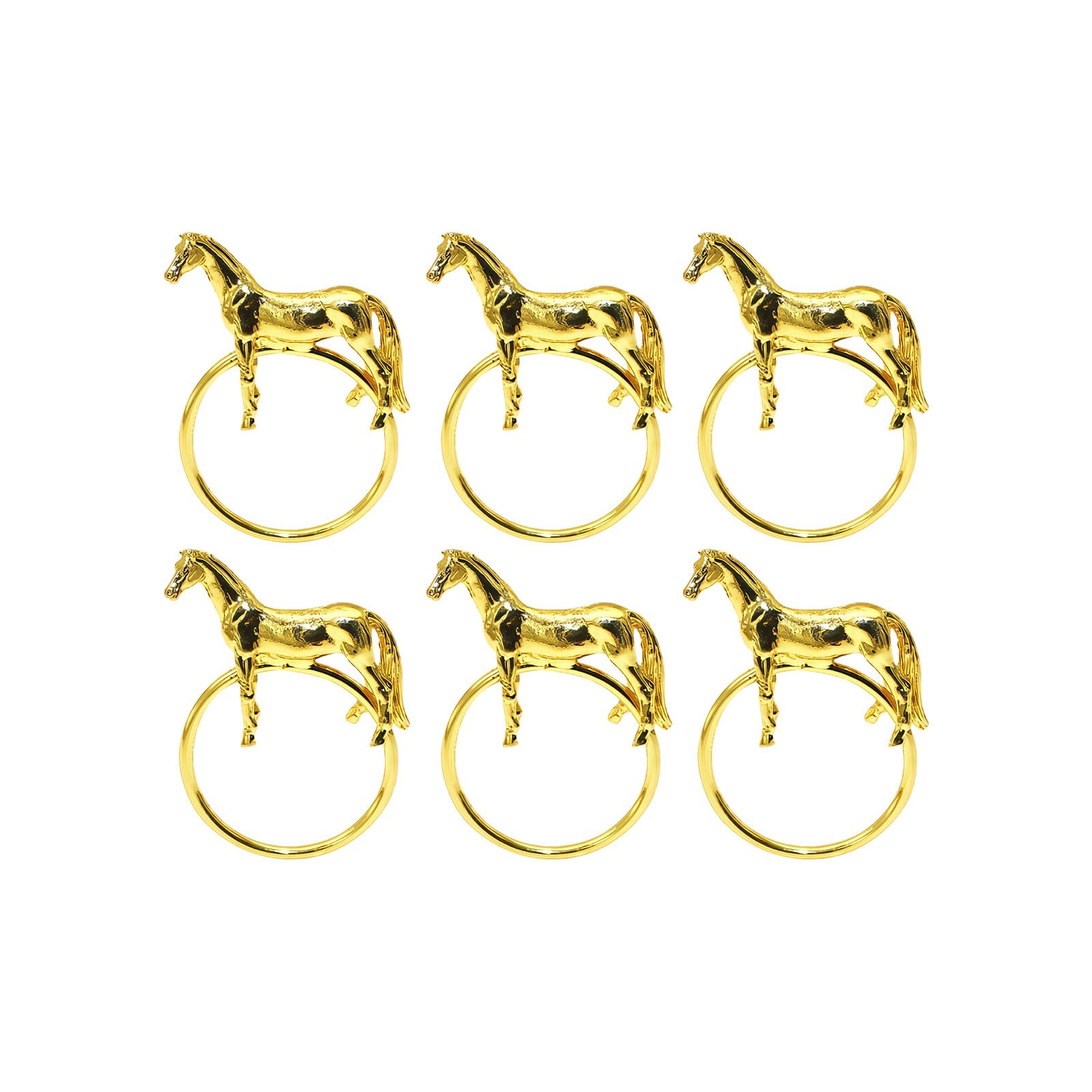 Tsophreniq Of 6 Elegant Horse Napkin Rings Alloy Western Equestrians Napkin Buckle for Dining Table Parties Event Decors Alloy Horse Rings