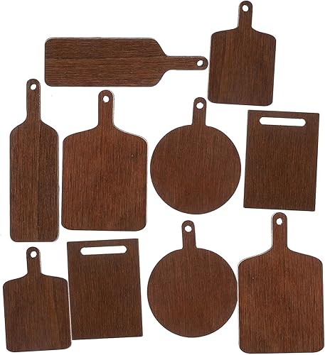 Zerodeko 10 tablas de cortar para casa de muñecas, tabla de cortar de madera en miniatura, tablas de charcutería, casa de muñecas, accesorio de