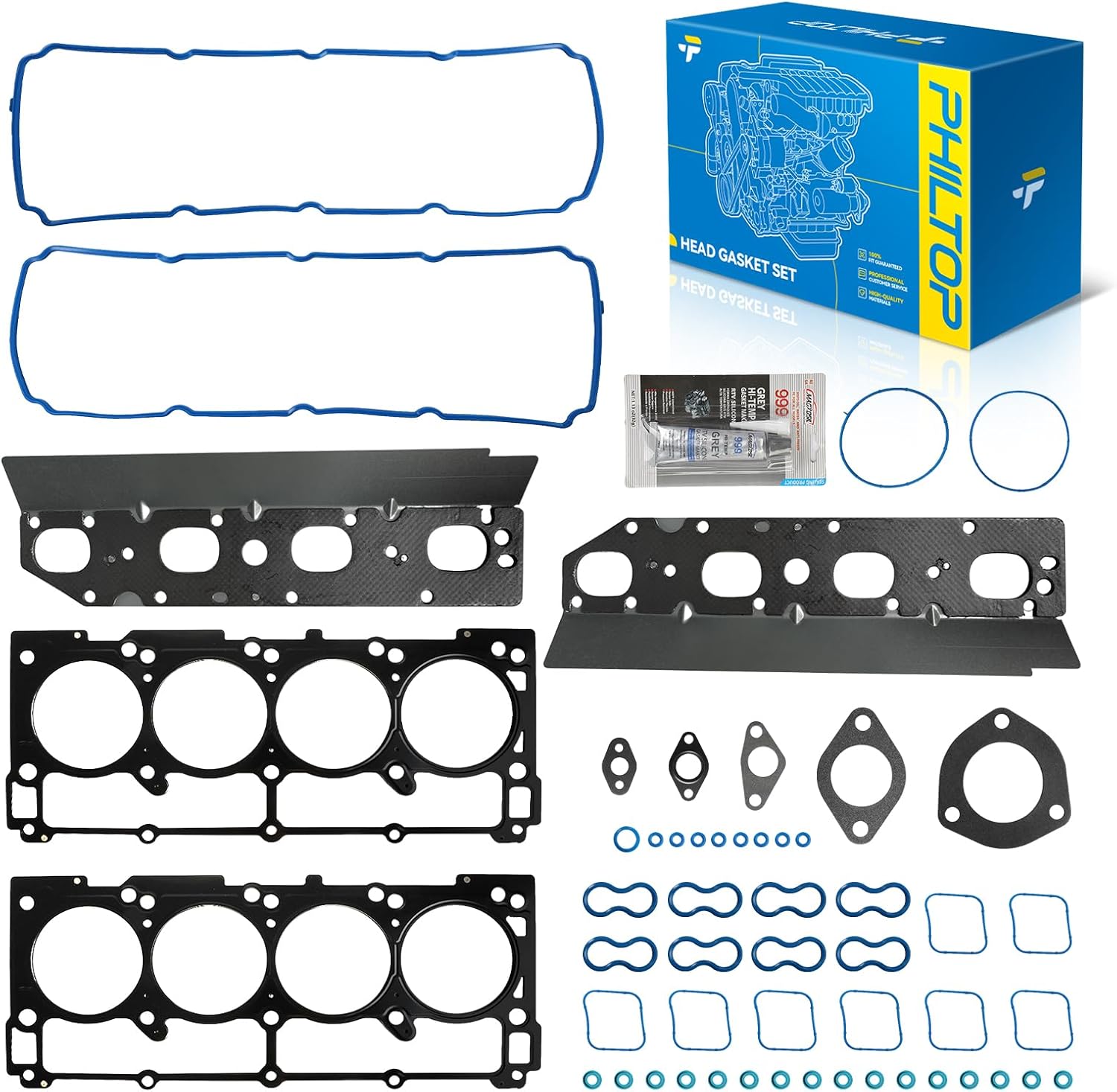 PHILTOP HS26423PT Head Gasket Set for Ram 1500, Jeep Grand Cherokee, Dodge Charge, Ram 2500/1500 Classic/3500, Challenger/Durango/300/Commander/Aspen 5.7L V8 OHV Engine Head Gasket Kit HS 26423 PT