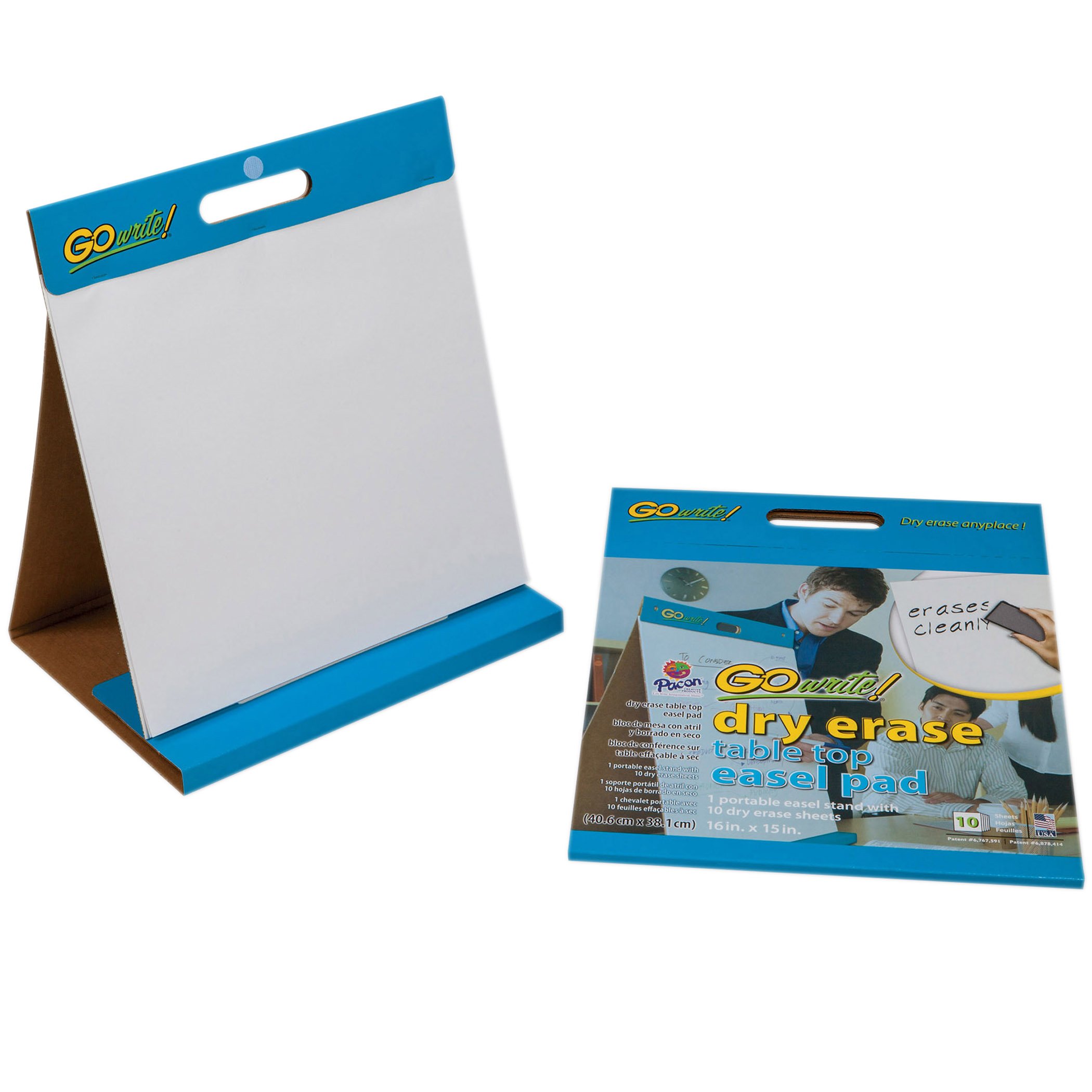 GoWrite Dry Erase Tabletop Non-Adhesive Easel Pad with Carrying Handle, 16 x 15 Inches, White, 10 Sheets