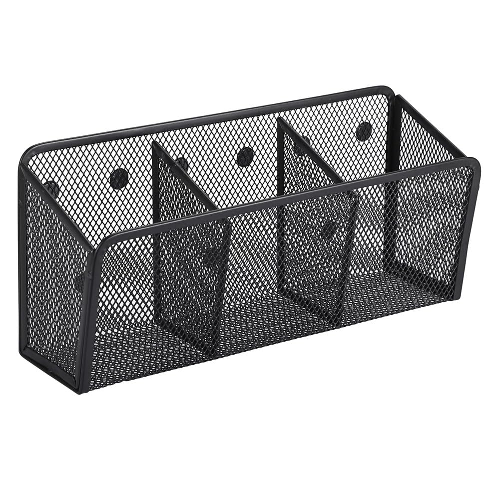 Jnchdghwa As Shown Magnetic Metal Mesh Basket 3 Compartments, For Refrigerator Storage And Kitchen Organizers- Magnetic Packet Holder