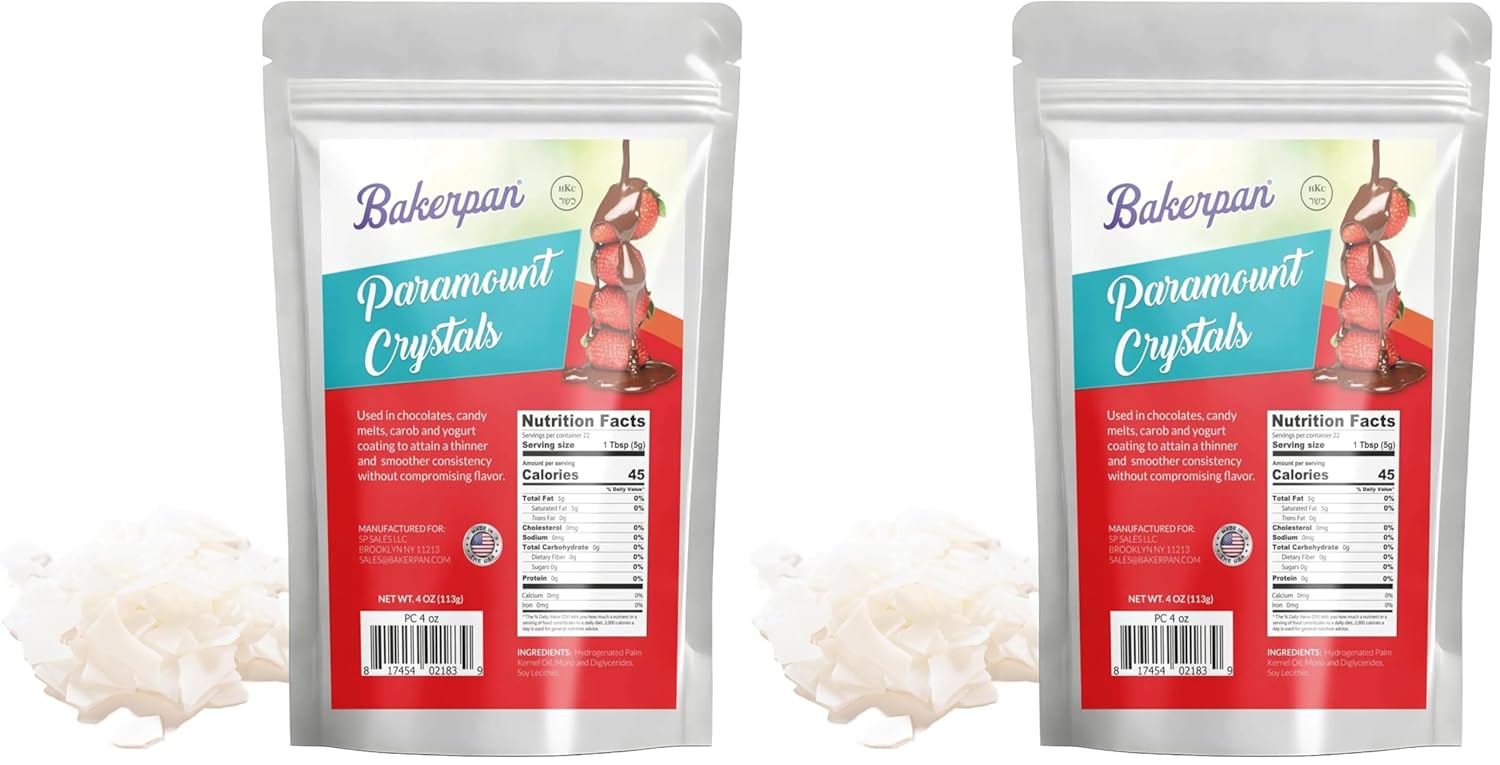 Bakerpan Paramount Crystals for Thinning Chocolate, Carob & Yogurt Coating, Chocolate & Candy Melts - 4 Ounces (Pack of 2)