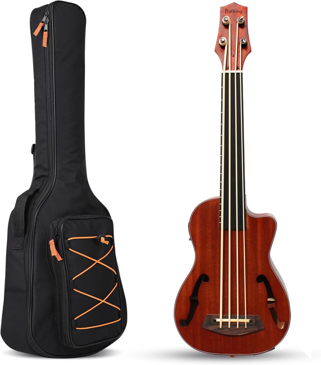 Batking Ubass Fretless,Bass Ukulele Electric 30 inch baritone ukelele bass,Electric Acoustic Bass Uku Wtih Gig Bag