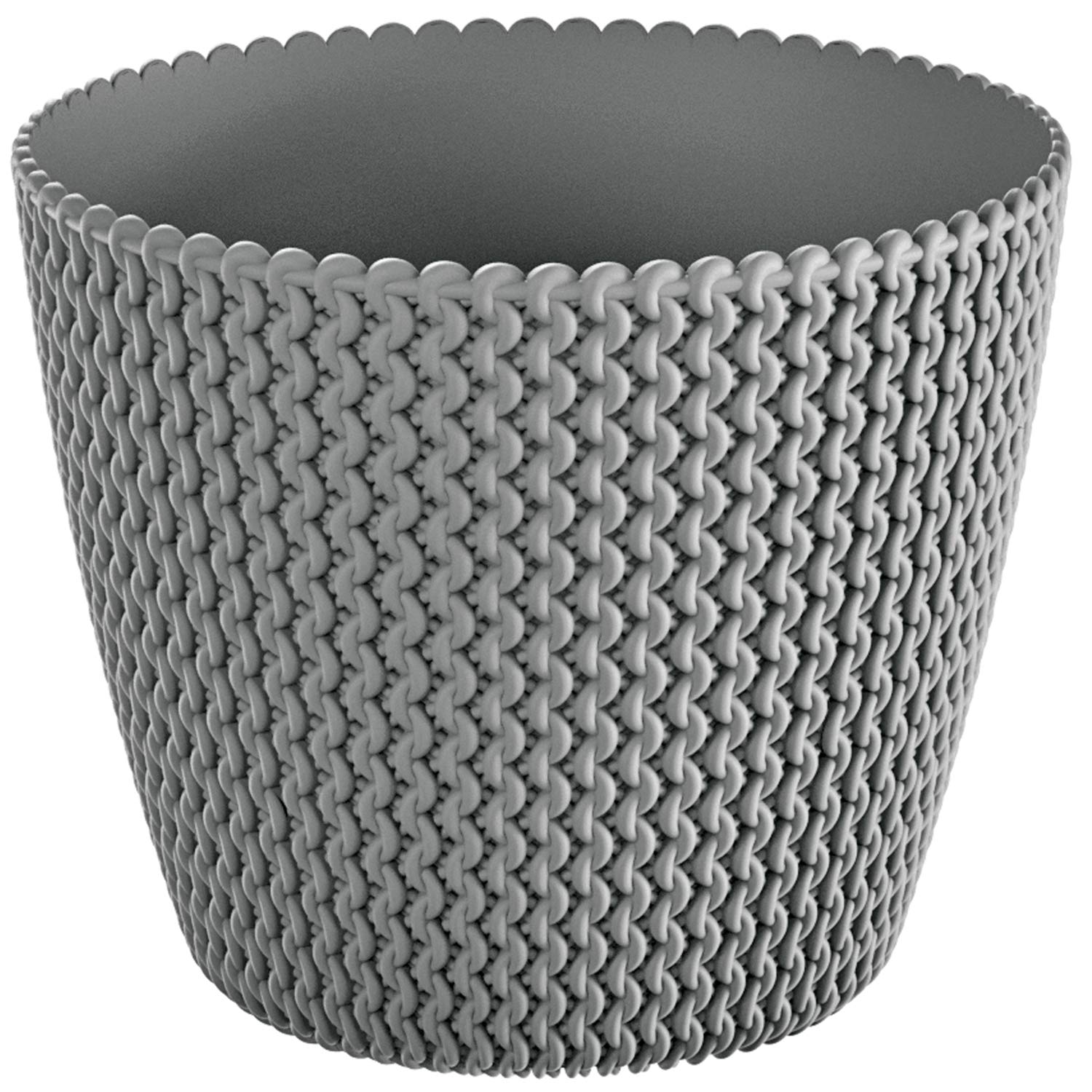 Prosperplast Splofy Flower Pot Plant Pot Plant Pot Flower Pot Knitting Pattern Plastic (157 mm, Grey)
