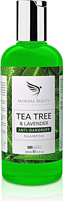 Tea Tree Oil Anti Dandruff Shampoo - [Made In UK] Therapeutic Grade | Antifungal for Dry Itchy Flaky Scalp and Hair | Prevents Head Lice Men Women | 250ml