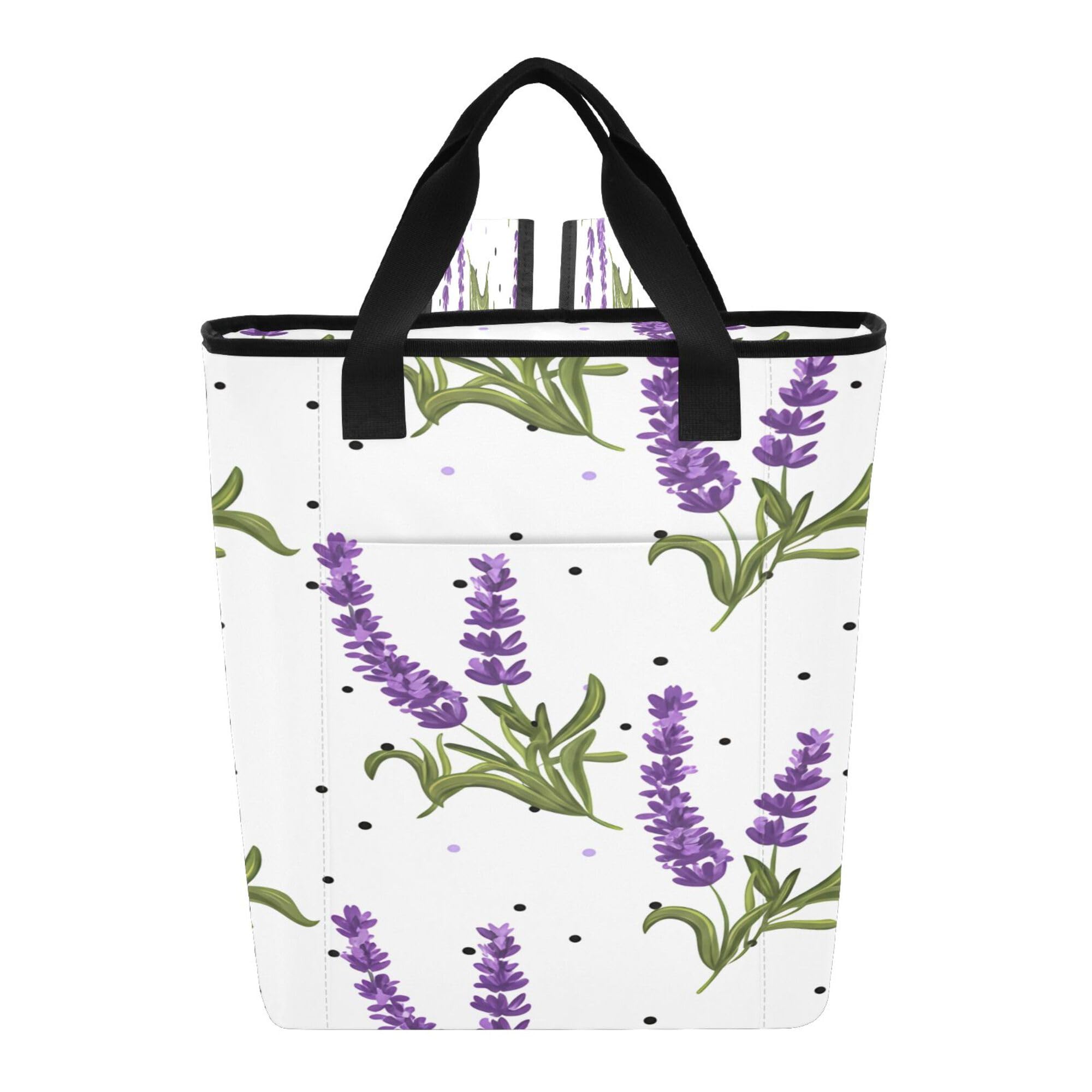 PYBUG Lavender Flowers Reusable Insulated Backpack 36 Cans,Large Leakproof Portable Cooler Tote Organizer for Office Picnic Hiking Beach BBQ