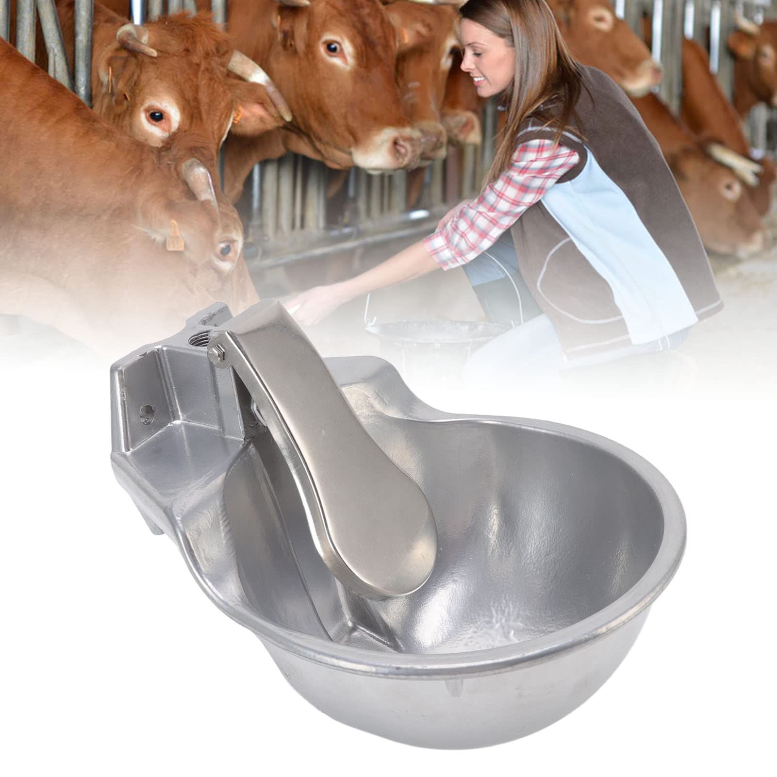 Bebedero automático para Ganado, Bebedero de aleación de Aluminio Reforzado con de Flujo Constante, Fuente de Agua de Alta Resistencia para Ganado, Perros, ovejas, Cabras y