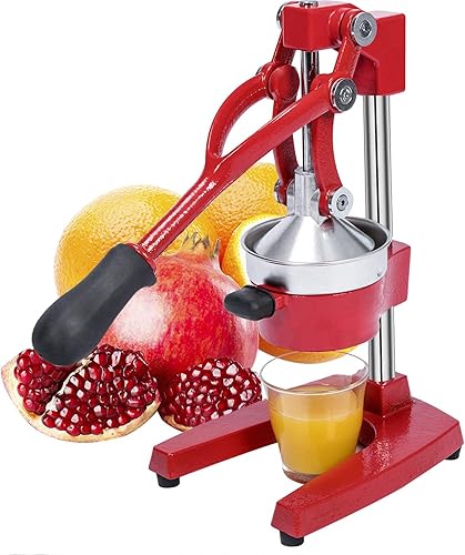 Prensa manual de hierro fundido resistente comercial naranja cítrico limón lima pomelo granada fruta jugo exprimidor máquina rojo