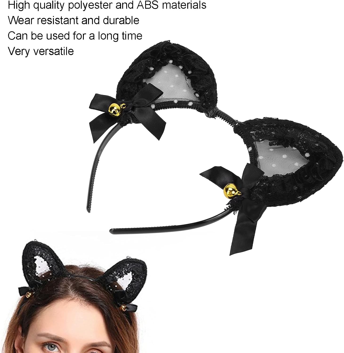 猫耳カチューシャ、スリップ耐性万能装飾軽量ラブリーヘアバンド コスプレ用日常用