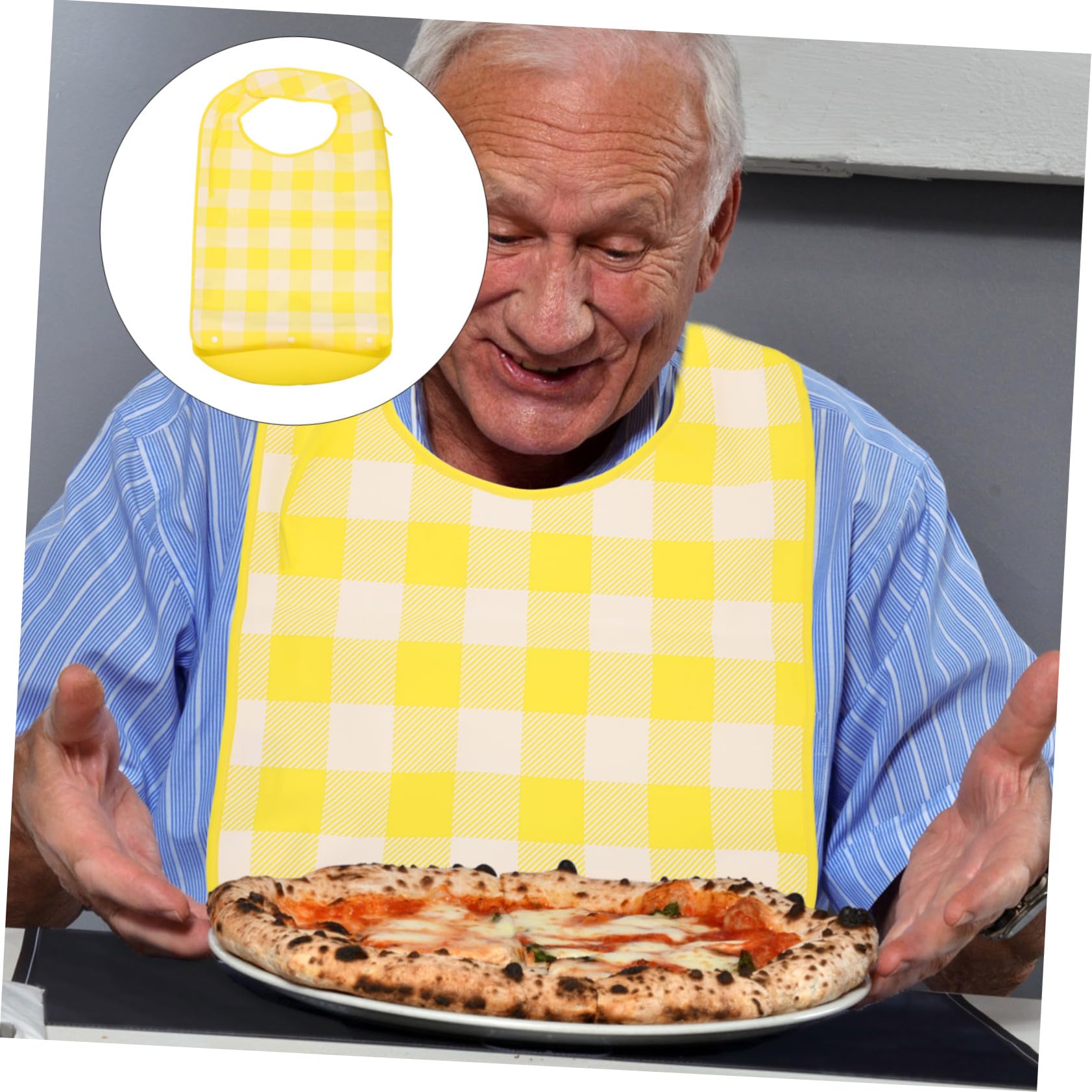 Healeved Babero De Ropa Reutilizable Disfraz De Anciano Para Adulto Bolsillo De Arroz Para Adultos Delantal Para Comer Suministros De Alimentación Para Adultos Yellow Eva
