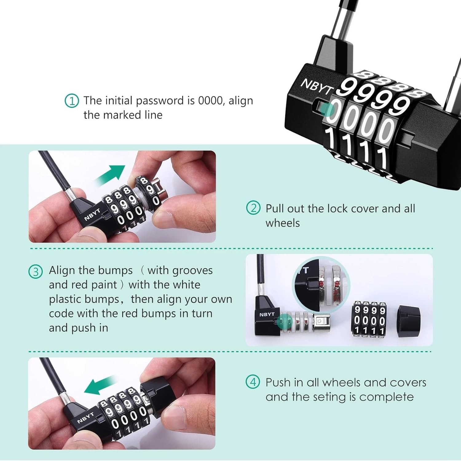 Dial Digits Code Number Password Combination Padlock Lock 1Pcs