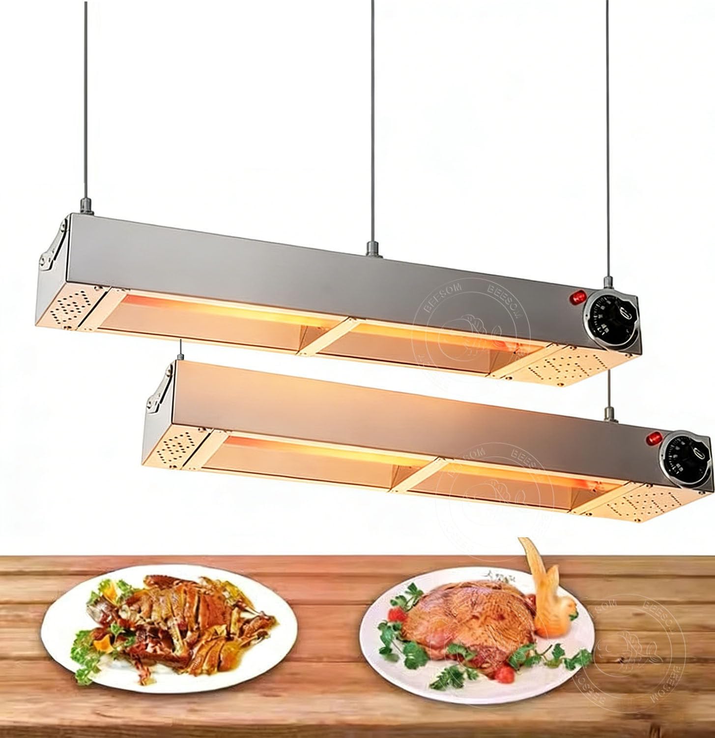 Wärmebrücke Speisenwärmer,Catering Wärmelampe Küche Essen,Edelstahl Wärmebrücke Für Speisen Für Warmhalten Von Speisen,Warmenlampe Für Catering,Cafeteria,Snackbar 120cm-2pcs