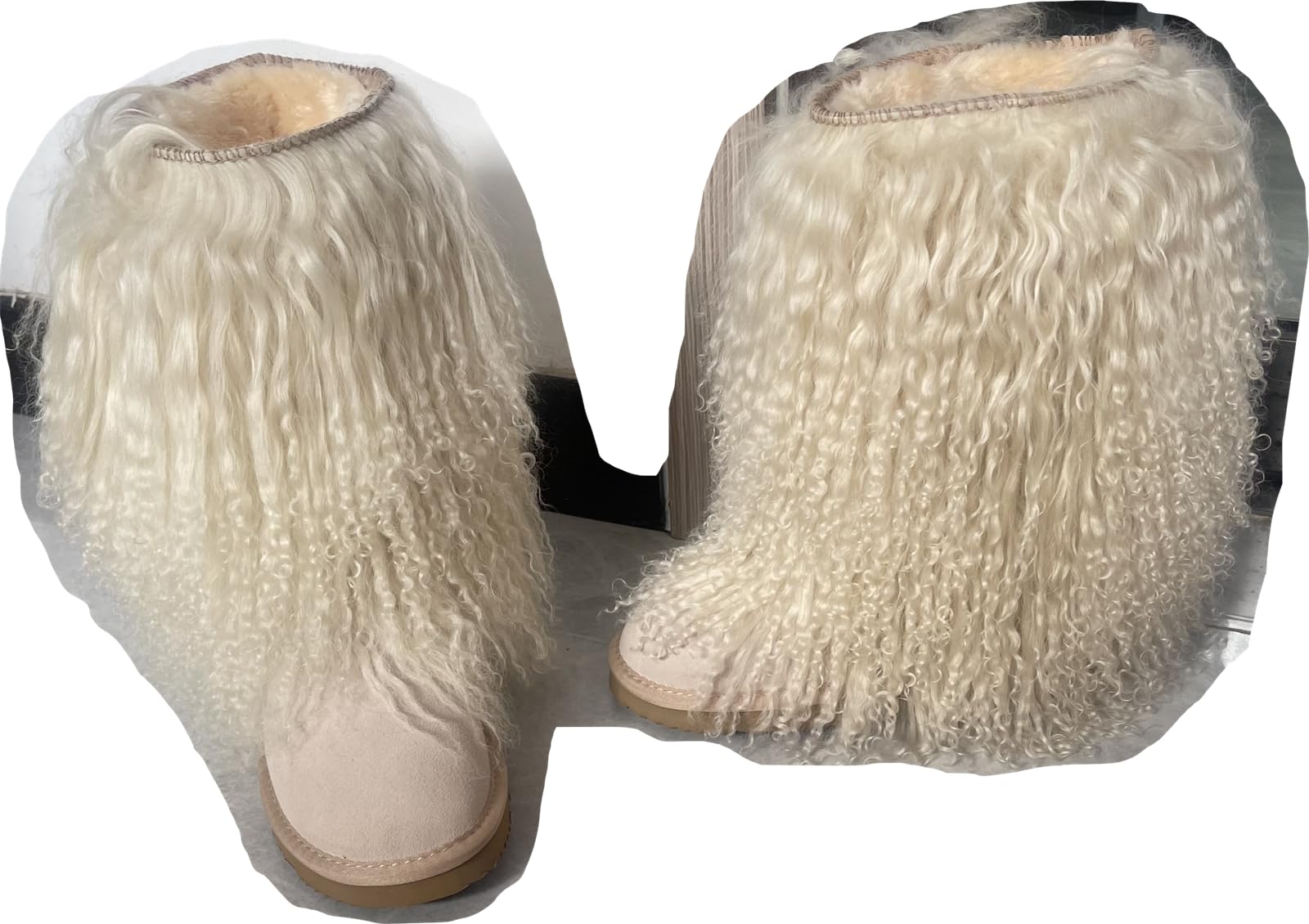MSB9 Wholesale Custom Winter Wool Mongolian Fur Lamb Fur Multicolor Winter Warm Casual Flat Snow Boots For Women