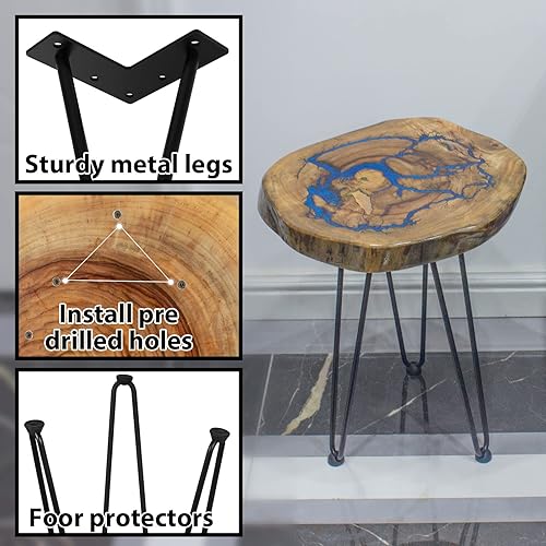 Miniatura 6 de GEDSIOLD Live Edge - Mesa auxiliar de madera natural para dormitorio y sala de estar, 20 pulgadas de alto