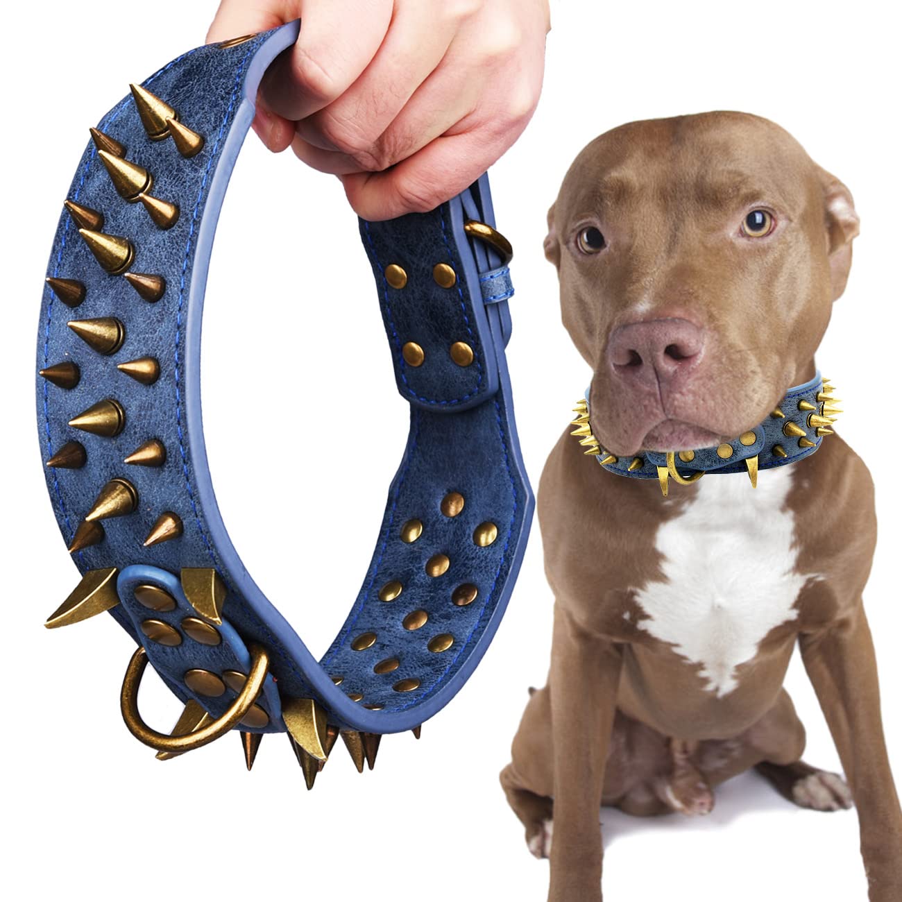Buy Kawagogo Spiked Dog Collar with Sharp Spikes,PU Leather, Protect
