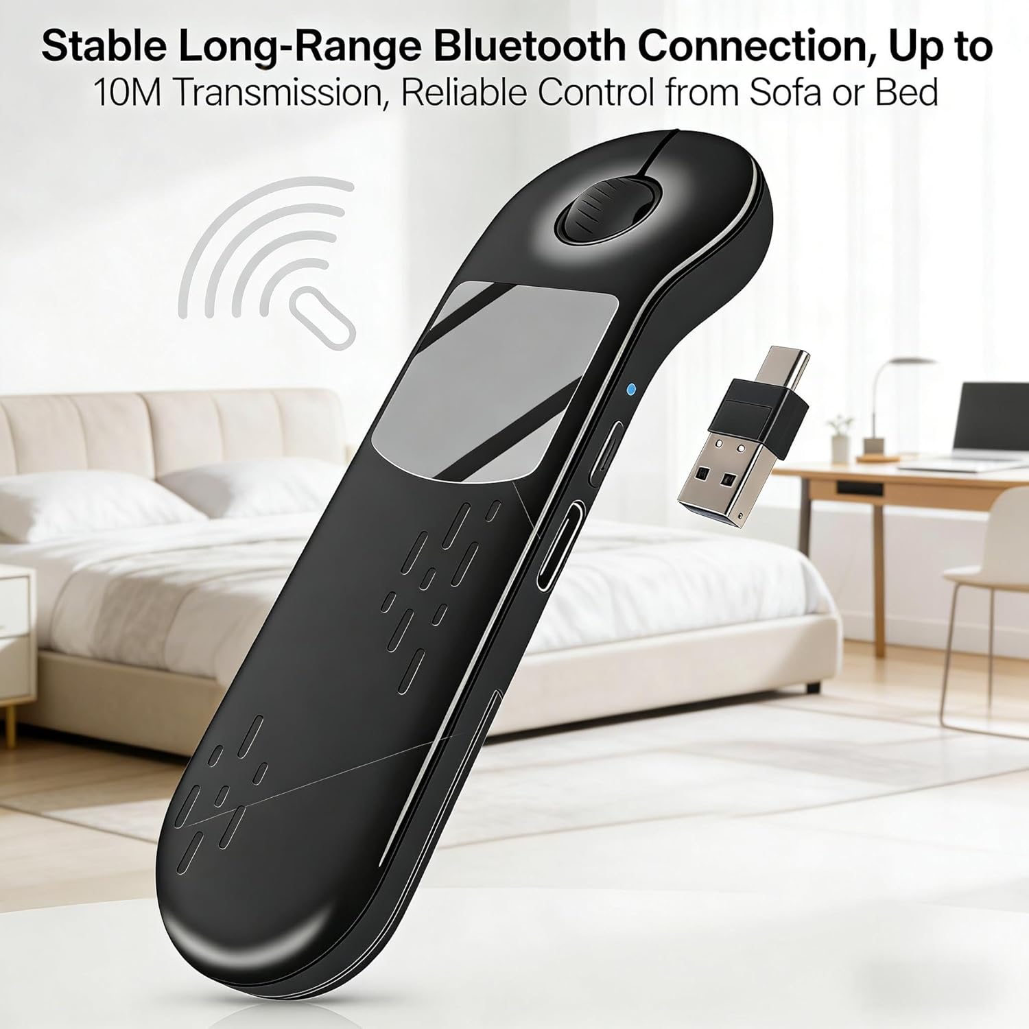 Air Mouse, Handheld Finger Mouse, Wireless Remote Control , USB & Type-C Receiver, Multi-Functional Presentation Clicker, Touchpad Mouse for Smartphone, Tablet, PC E-Book Reading & Selfie(Black)